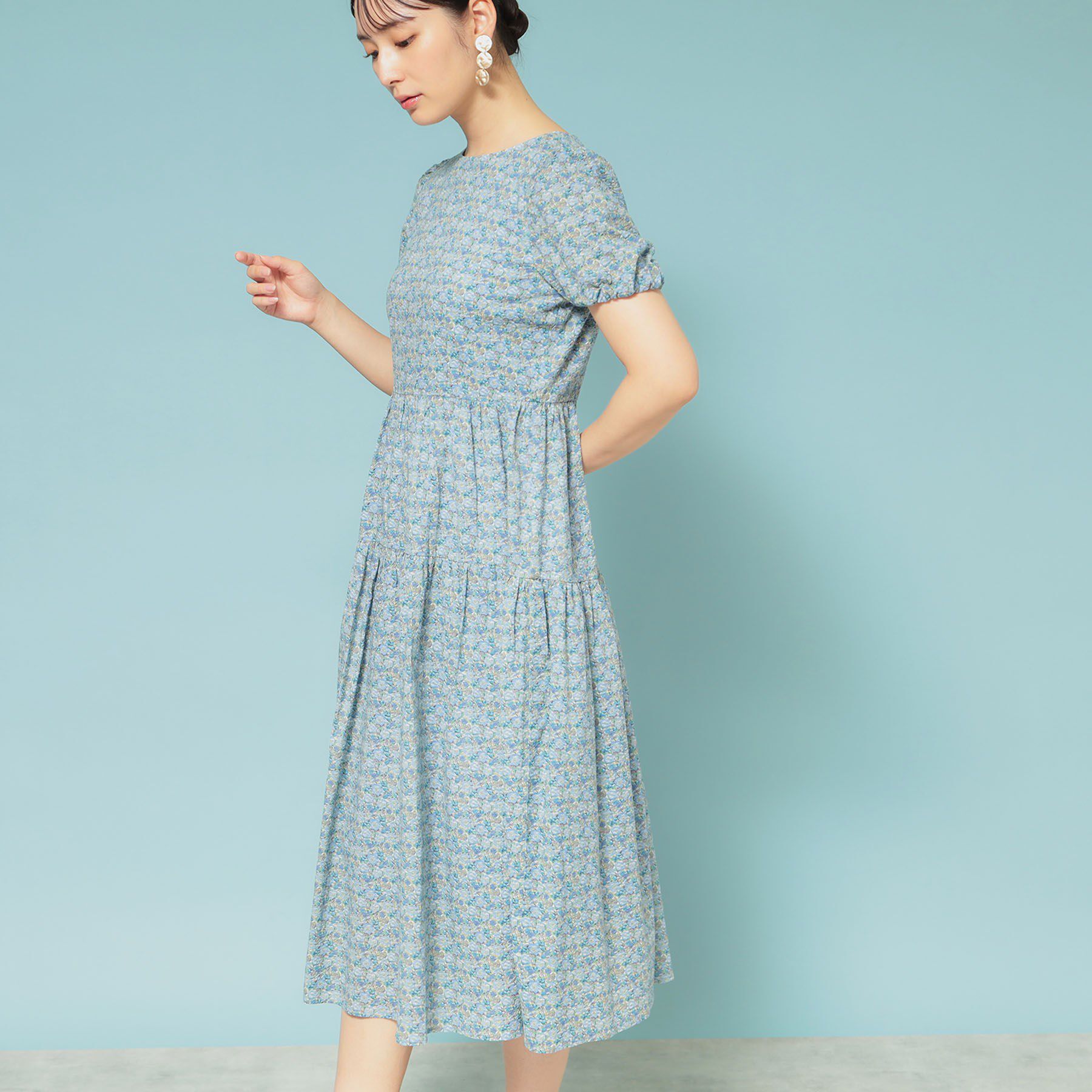 SunaUna「【Web限定カラー／リバティプリント】パフスリーブワンピース」|ワンピース|