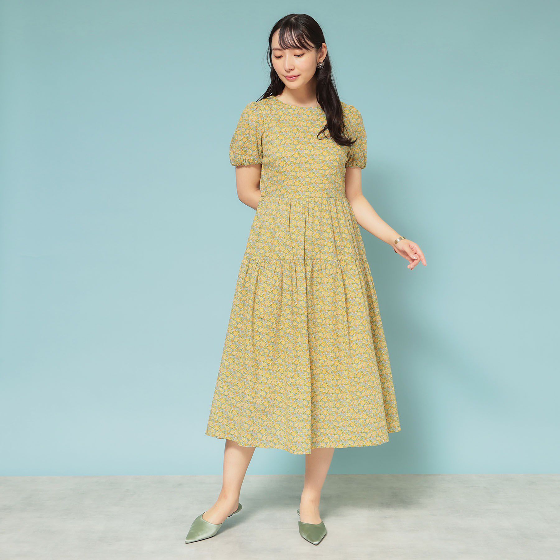 SunaUna「【Web限定カラー／リバティプリント】パフスリーブワンピース」|ワンピース|