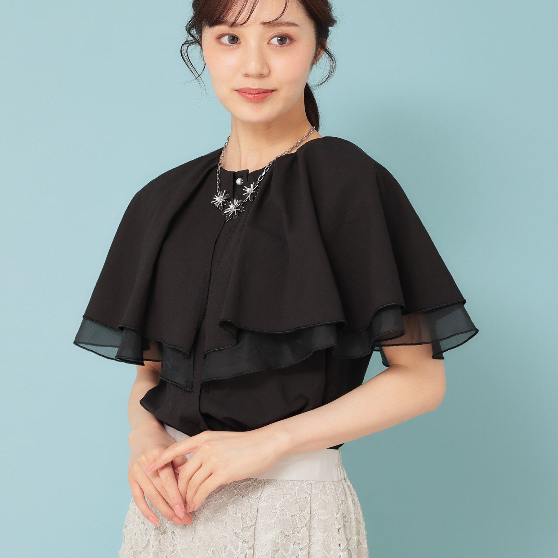 SunaUna「【フェミニン】ケープカラーブラウス」|シャツ・ブラウス|