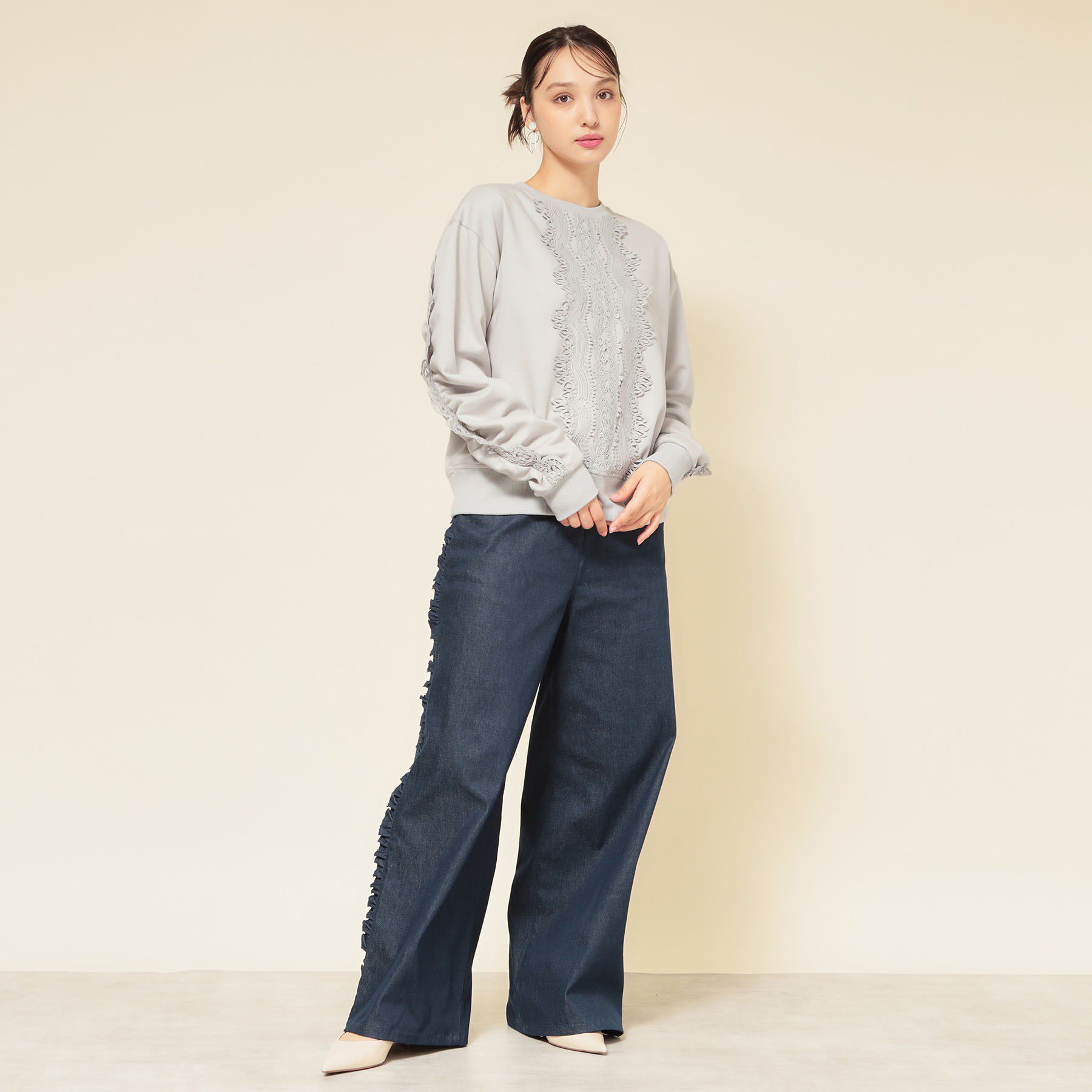 SunaUna「【COLLECTION LINE】レース付プルオーバー」|Tシャツ・カットソー|