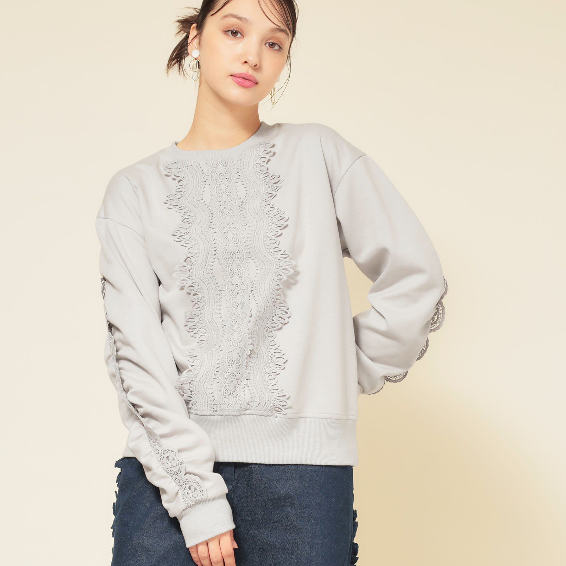 SunaUna「【COLLECTION LINE】レース付プルオーバー」|Tシャツ・カットソー|