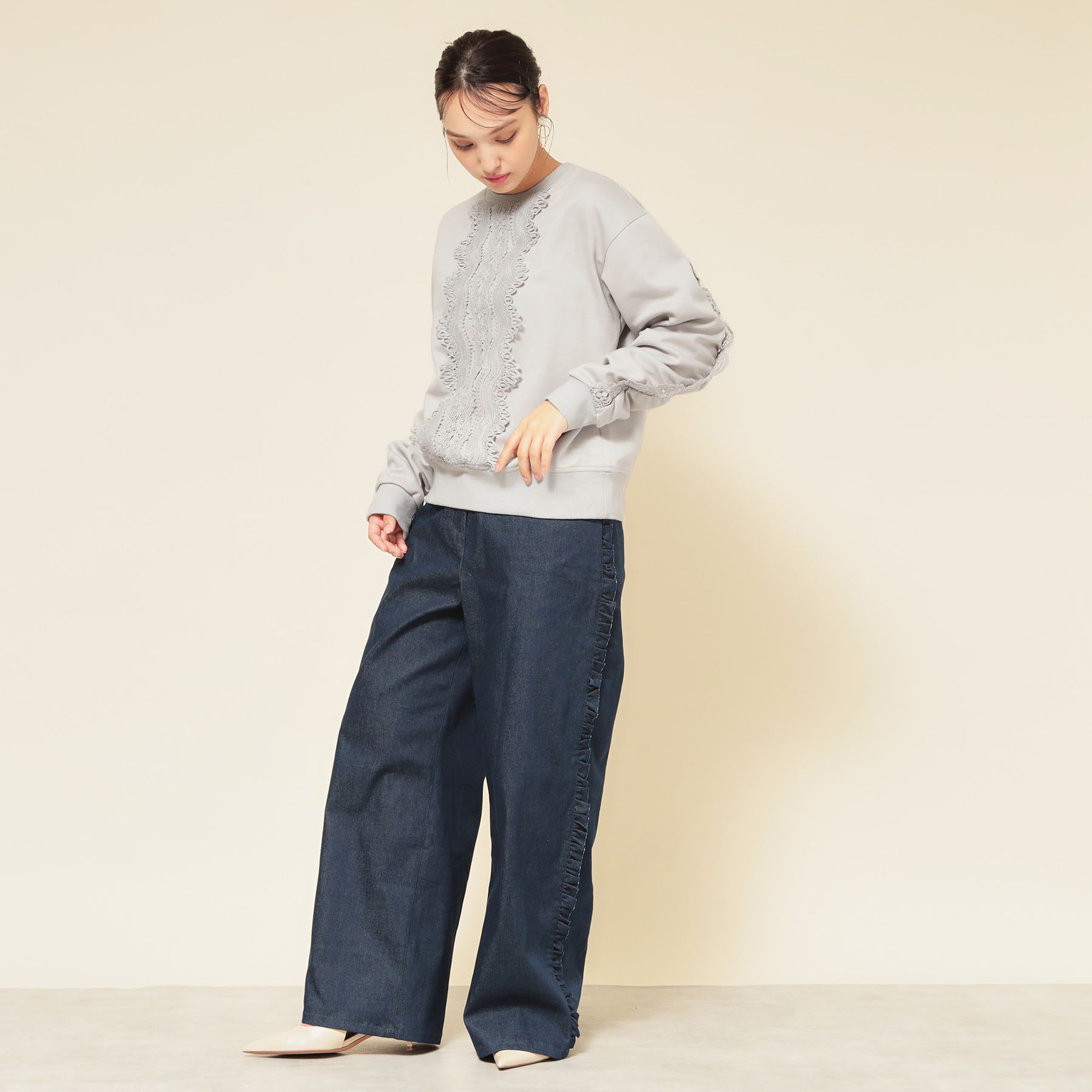 SunaUna「【COLLECTION LINE】レース付プルオーバー」|Tシャツ・カットソー|