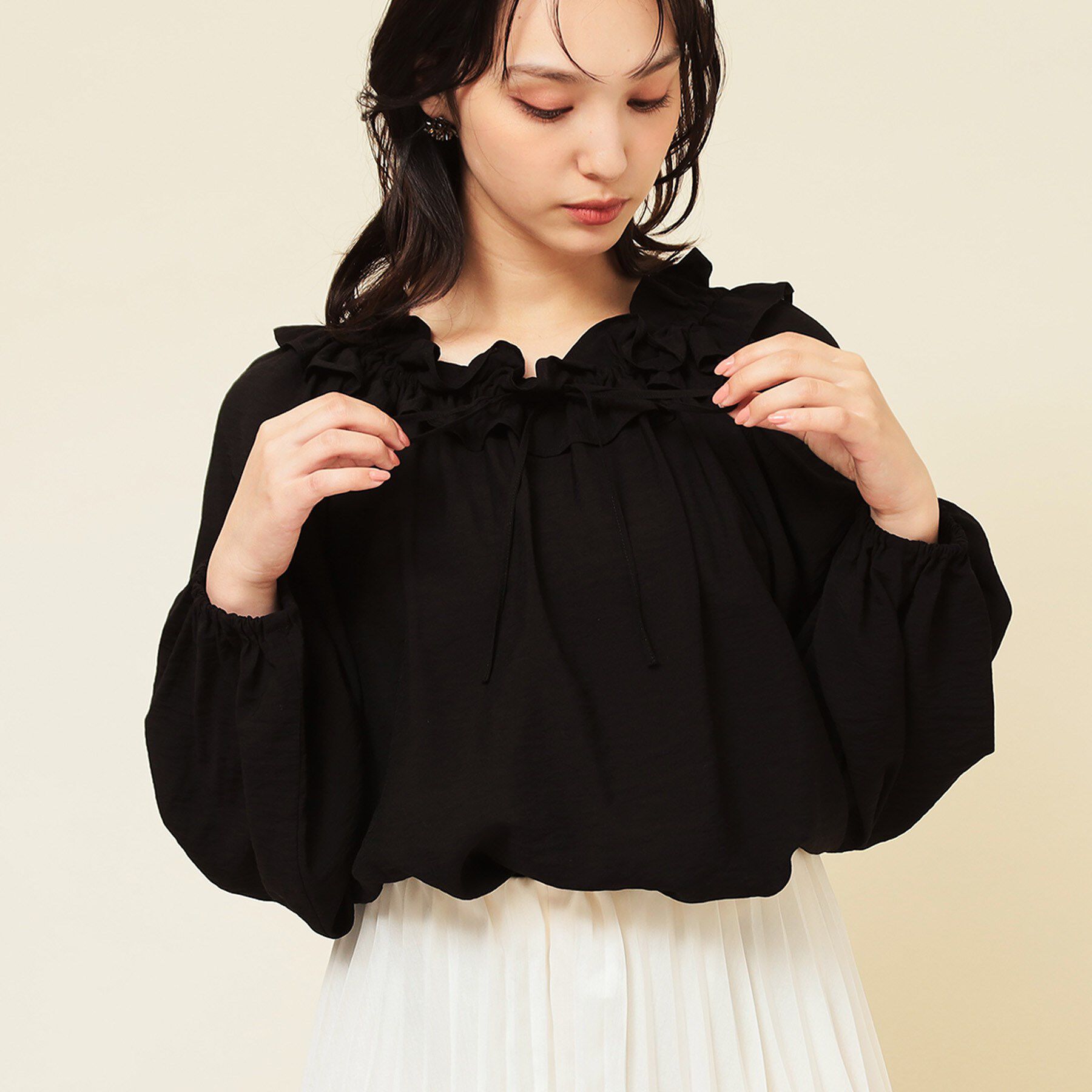 SunaUna「【衿フリル／衿調節可】リボンブラウス」|シャツ・ブラウス|