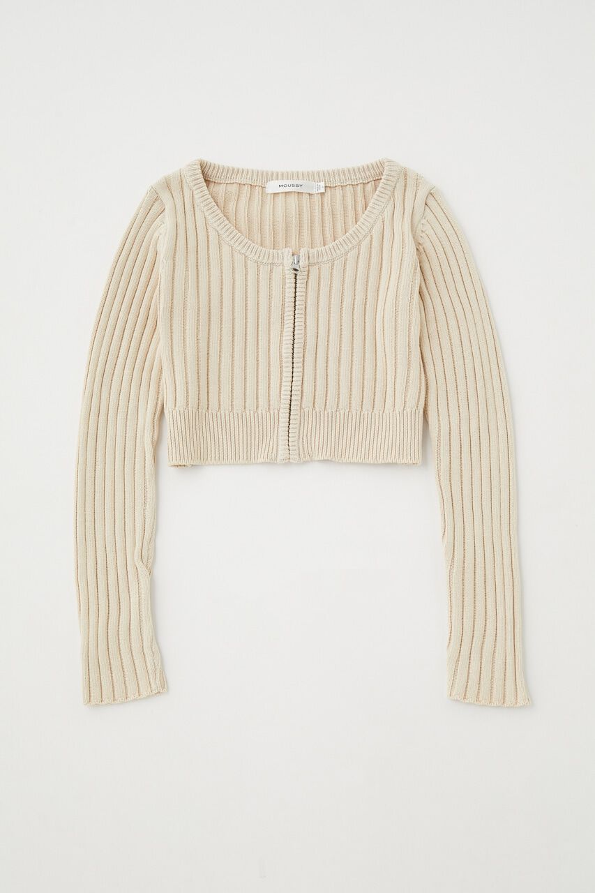 MOUSSY「STONE WASH ZIP UP ニットカーディガン」|カーディガン|L/BEG1