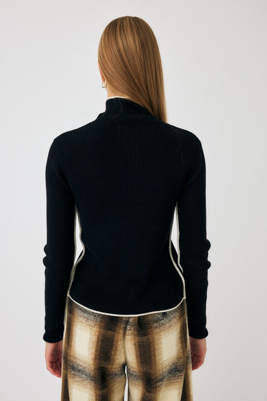 MOUSSY「BI COLOR ZIP UP RIB ニット」|ニット・セーター|