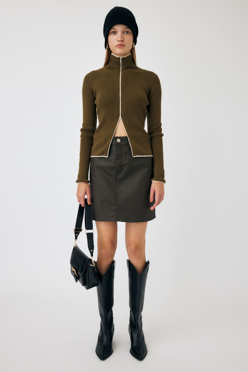 MOUSSY「BI COLOR ZIP UP RIB ニット」|ニット・セーター|
