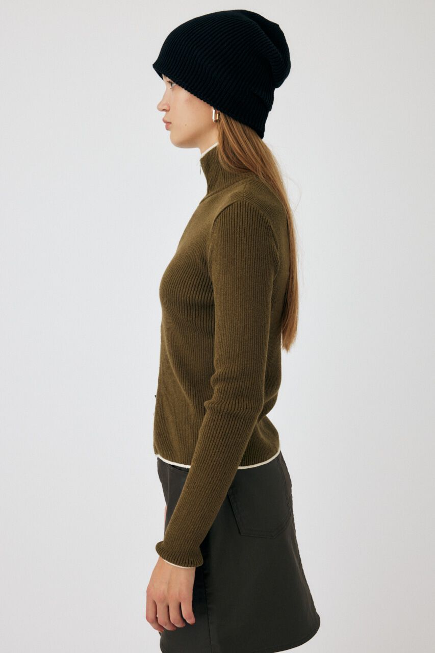 MOUSSY「BI COLOR ZIP UP RIB ニット」|ニット・セーター|