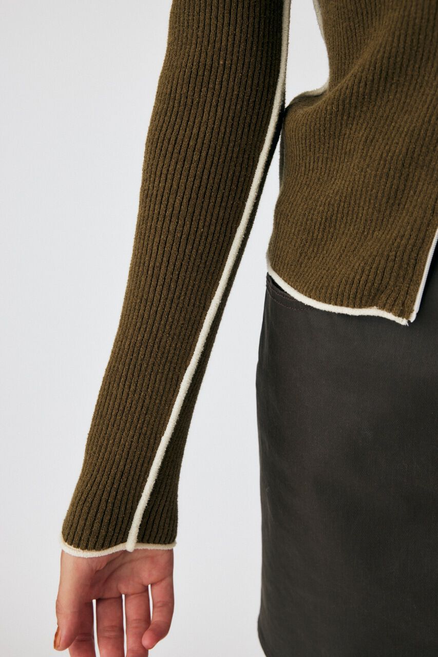 MOUSSY「BI COLOR ZIP UP RIB ニット」|ニット・セーター|