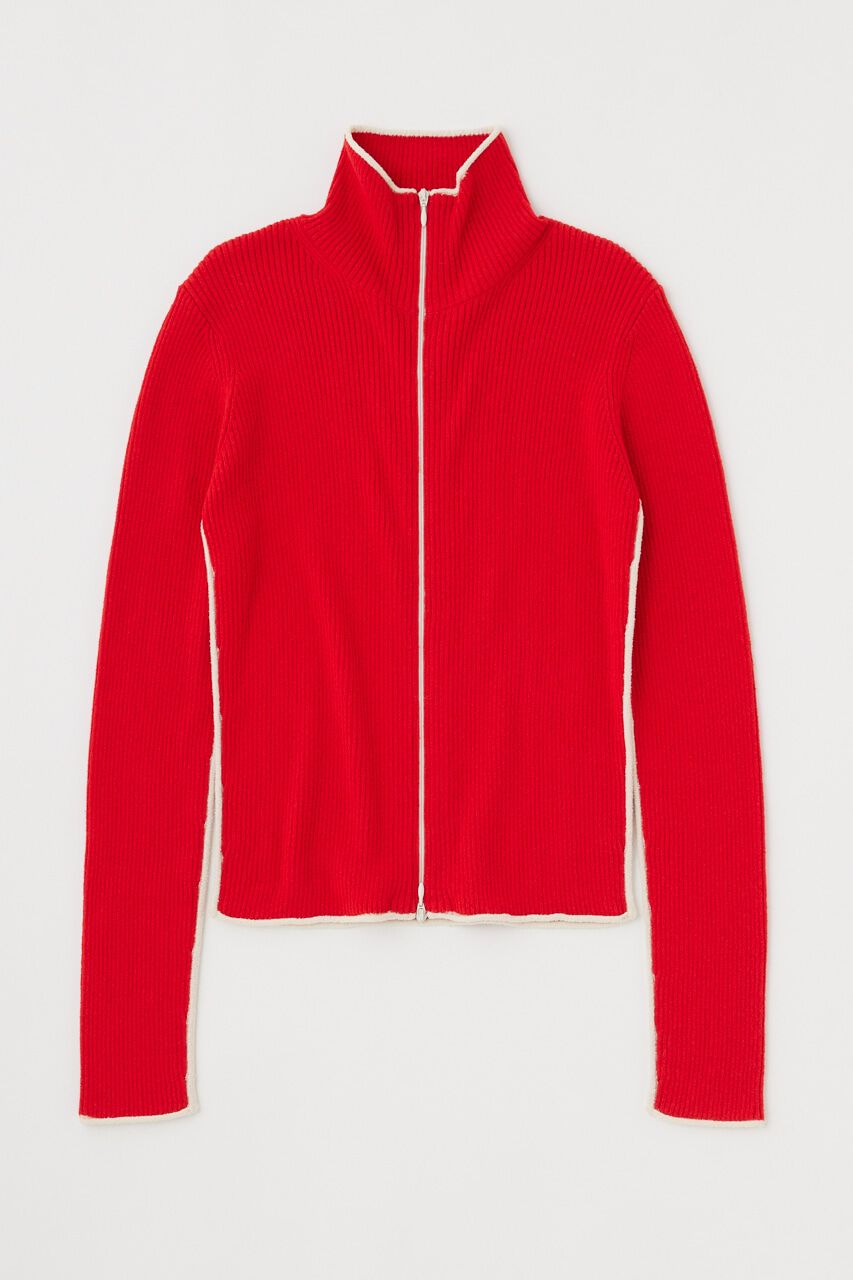 MOUSSY「BI COLOR ZIP UP RIB ニット」|ニット・セーター|