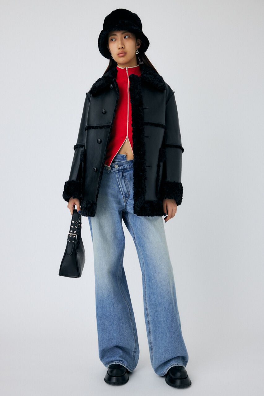 MOUSSY「BI COLOR ZIP UP RIB ニット」|ニット・セーター|