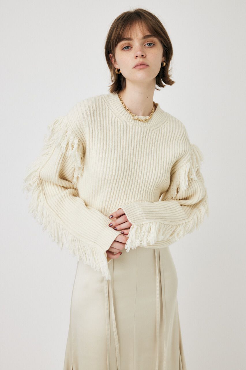 MOUSSY「IRREGULAR HEM CROPPED ニット」|ニット・セーター|