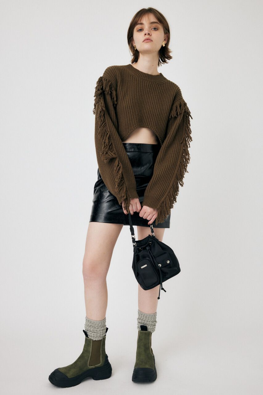 MOUSSY「IRREGULAR HEM CROPPED ニット」|ニット・セーター|