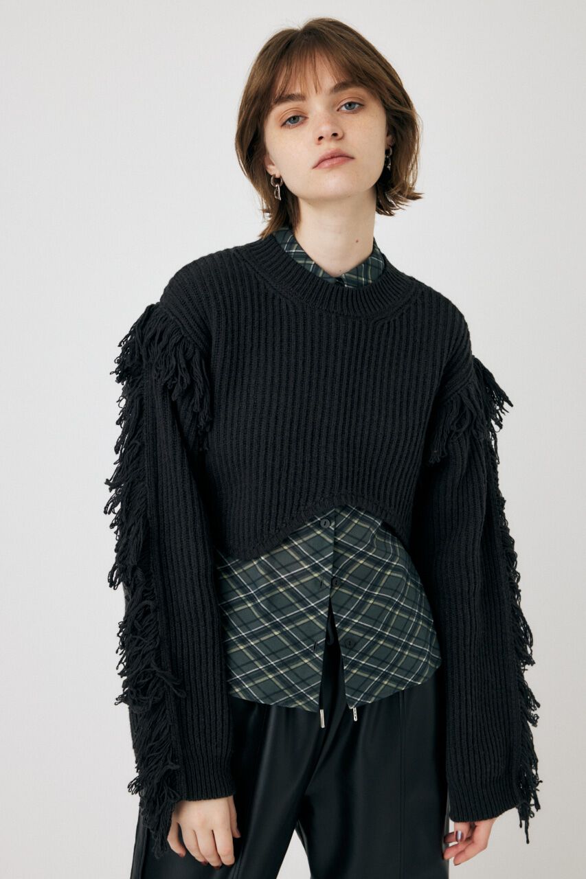 MOUSSY「IRREGULAR HEM CROPPED ニット」|ニット・セーター|C.GRY