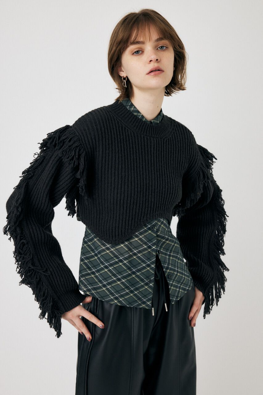 MOUSSY「IRREGULAR HEM CROPPED ニット」|ニット・セーター|