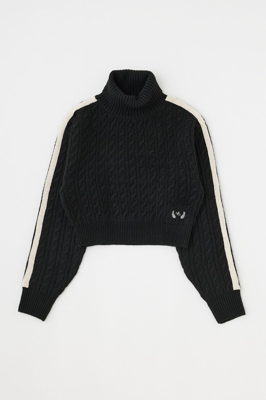 MOUSSY「LINE SLEEVE CABLE KNIT トップス」|ニット・セーター|
