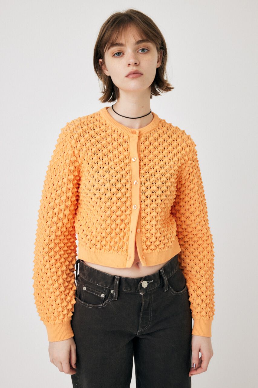 MOUSSY「PEAK STITCH KNIT カーディガン」|ニット・セーター|L/ORG1