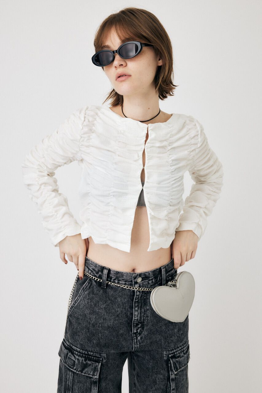 MOUSSY「SHIRRING CROP トップス」|Tシャツ・カットソー|