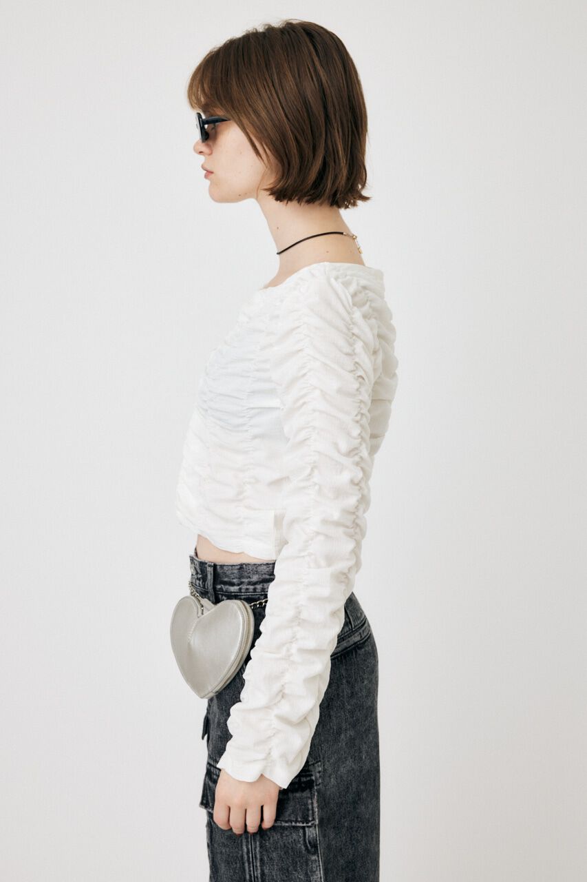 MOUSSY「SHIRRING CROP トップス」|Tシャツ・カットソー|