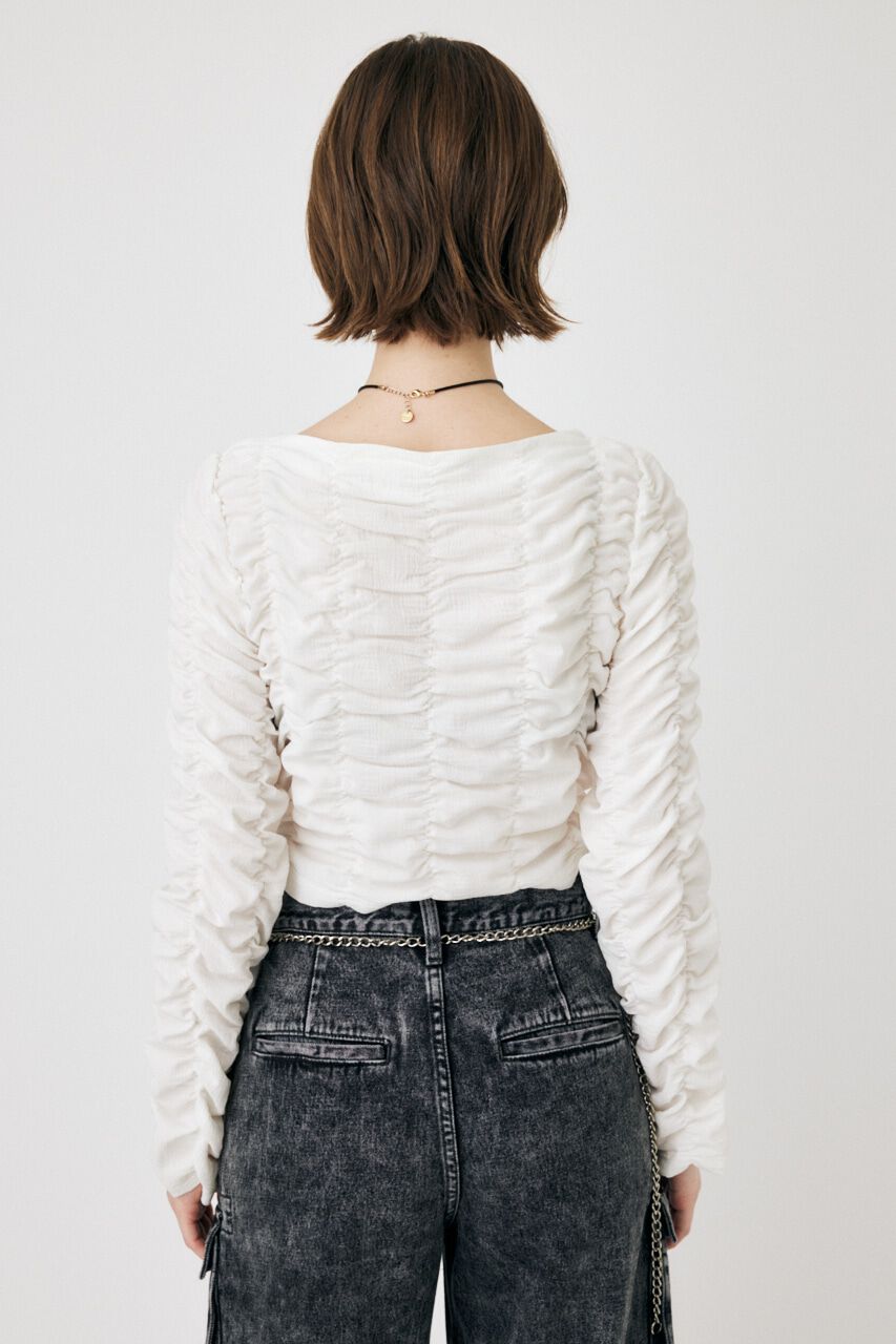 MOUSSY「SHIRRING CROP トップス」|Tシャツ・カットソー|