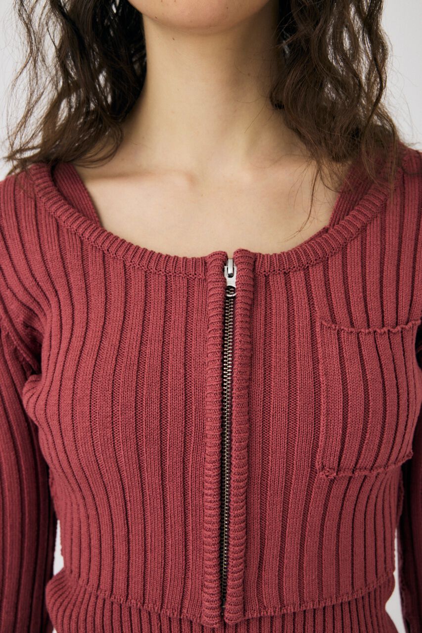 MOUSSY「ZIP UP RIB KNIT カーデ＆タンク」|ニット・セーター|