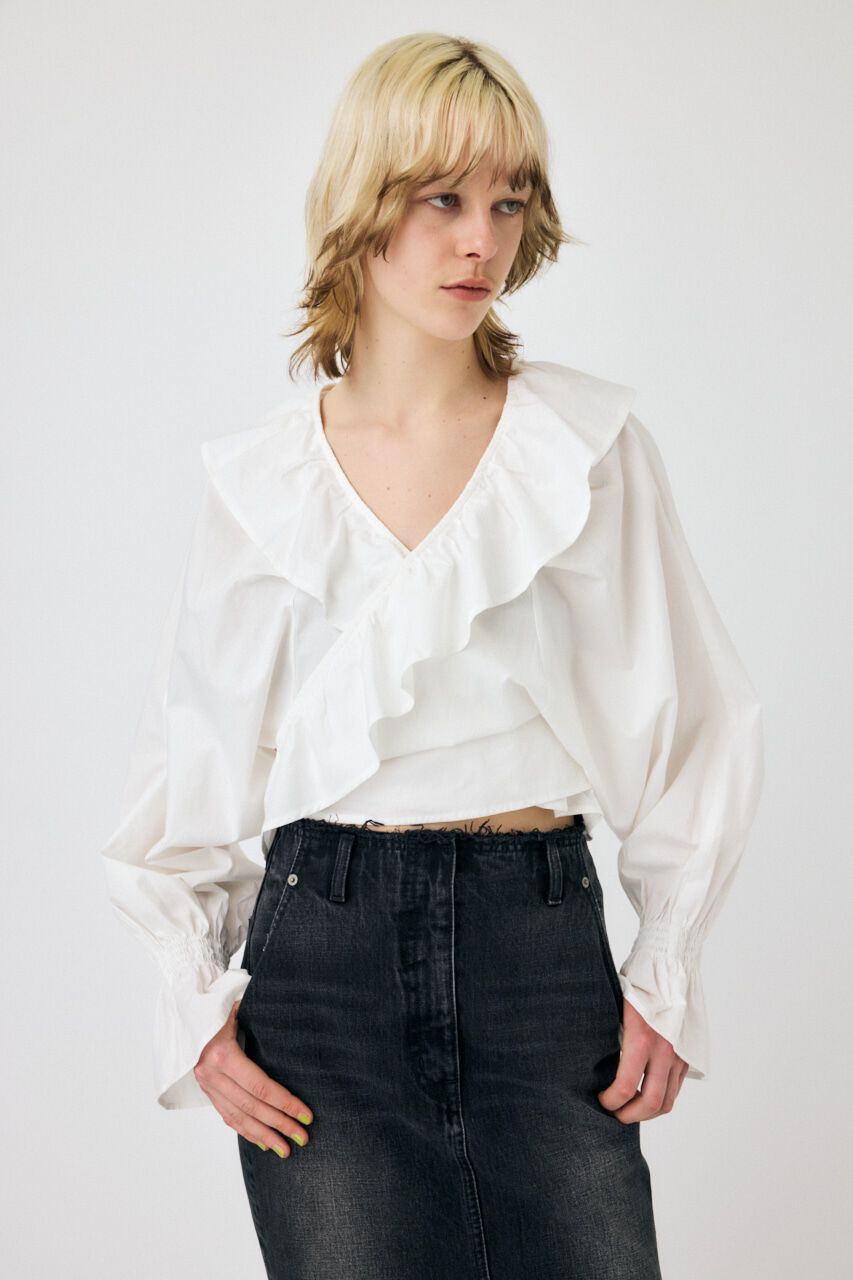 MOUSSY「VOLUME SLEEVE RUFFLE トップス」|シャツ・ブラウス|