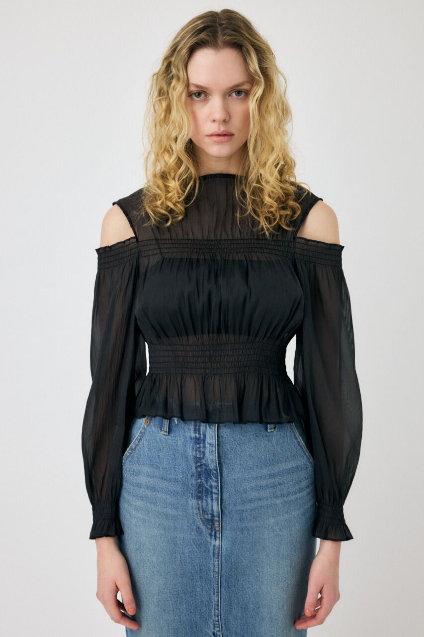 MOUSSY「SHEER GATHER ブラウス」|シャツ・ブラウス|