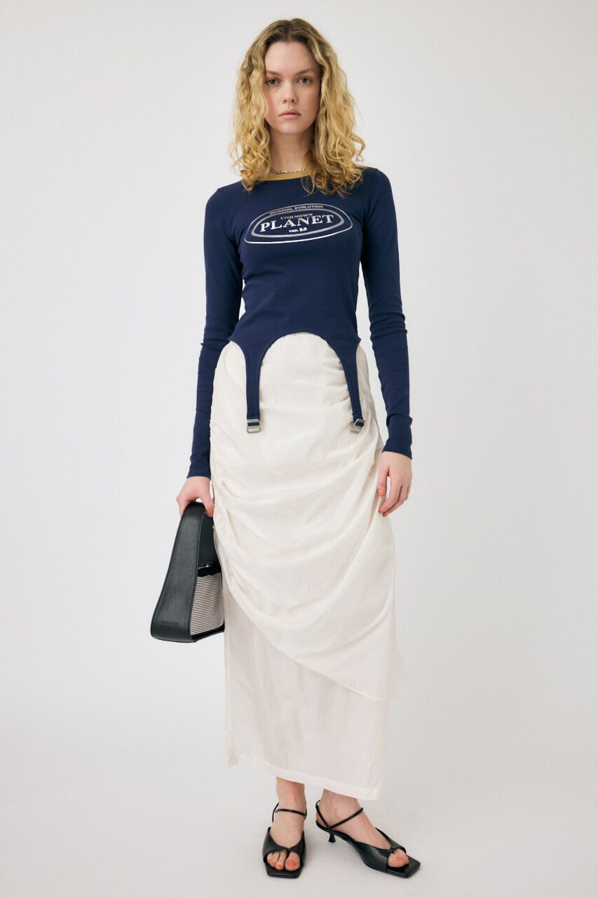 MOUSSY「GARTER DETAIL PRINT LS Tシャツ」|Tシャツ・カットソー|