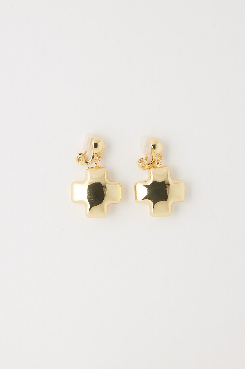 MOUSSY「PUFFED CROSS CLIP イヤリング」|ピアス|GLD