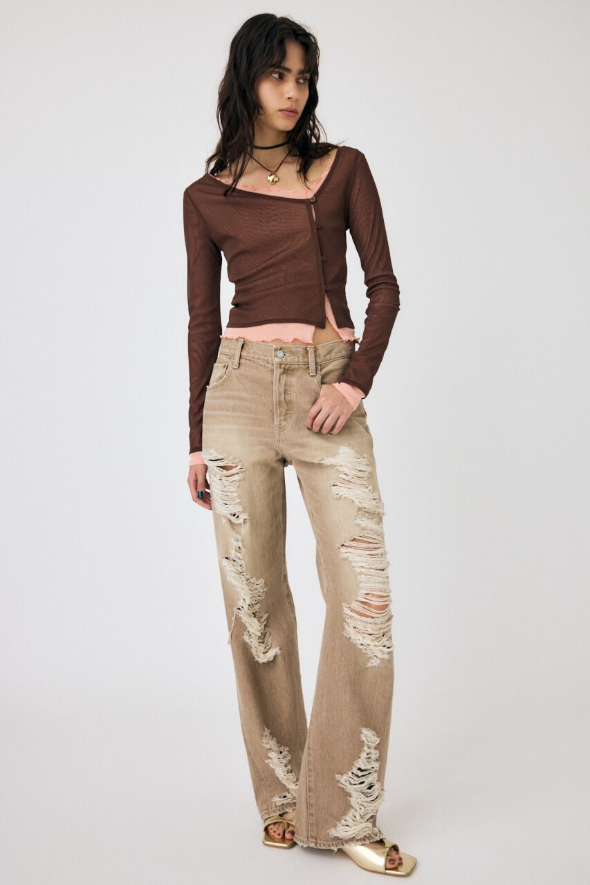 MOUSSY「LAYERED ASSYMETRIC SHEER トップス」|Tシャツ・カットソー|