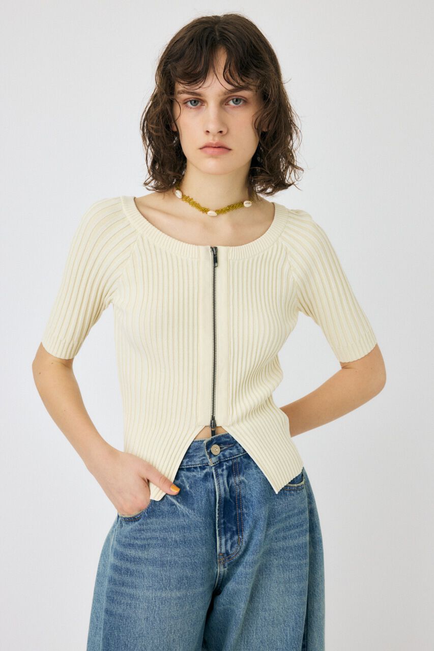 MOUSSY「ZIP UP RIB トップス」|ニット・セーター|