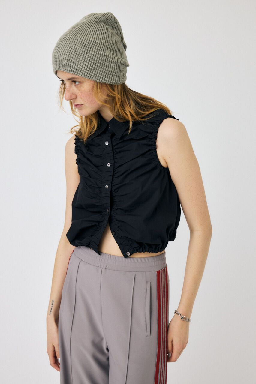 MOUSSY「GATHER SLEEVELESS シャツ」|シャツ・ブラウス|