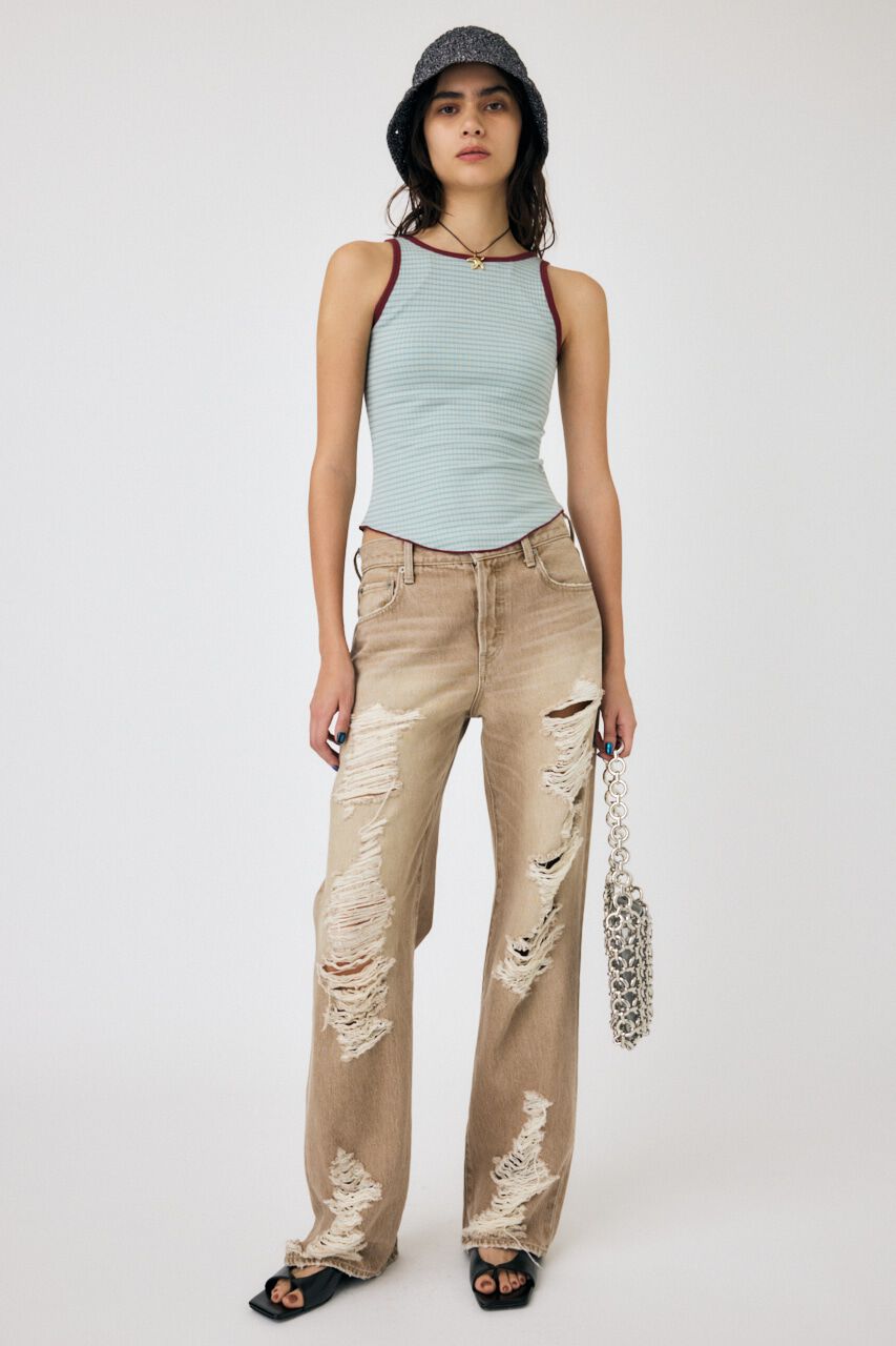 MOUSSY「HIGH DAMAGED STRAIGHT」|デニム|