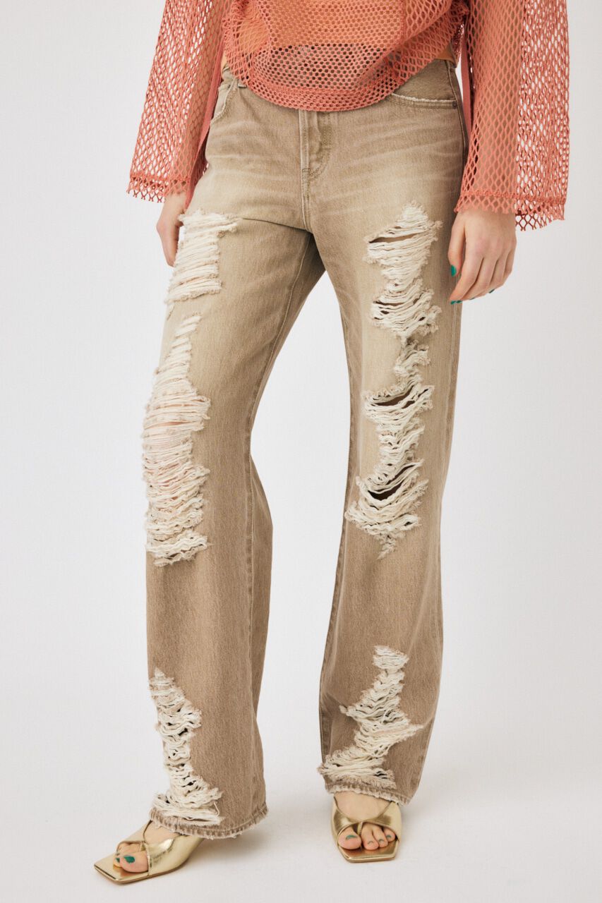 MOUSSY「HIGH DAMAGED STRAIGHT」|デニム|