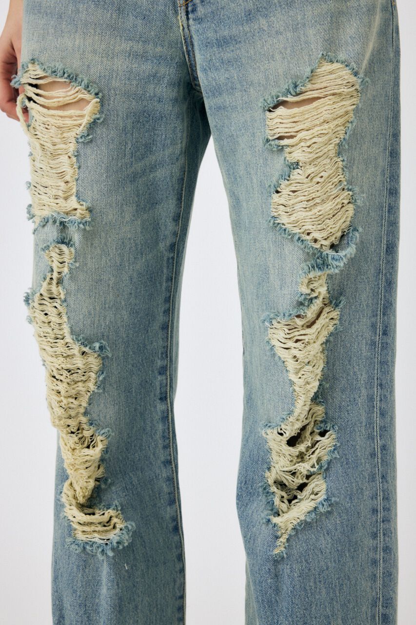 MOUSSY「HIGH DAMAGED STRAIGHT」|デニム|