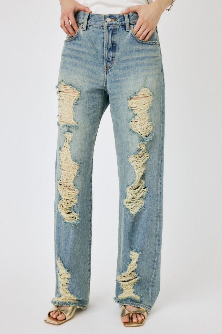 MOUSSY「HIGH DAMAGED STRAIGHT」|デニム|