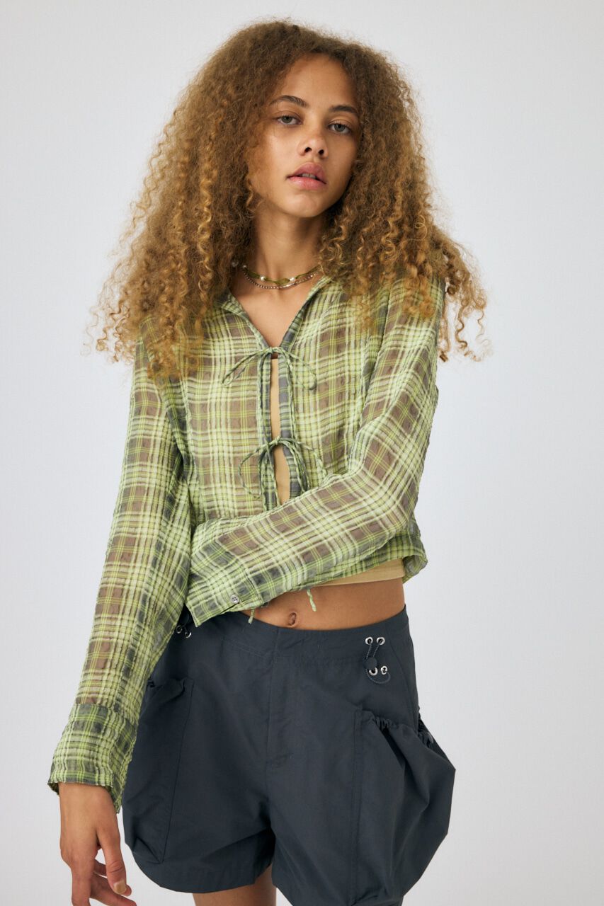 MOUSSY「FRONT TIED CHECK シャツ」|シャツ・ブラウス|