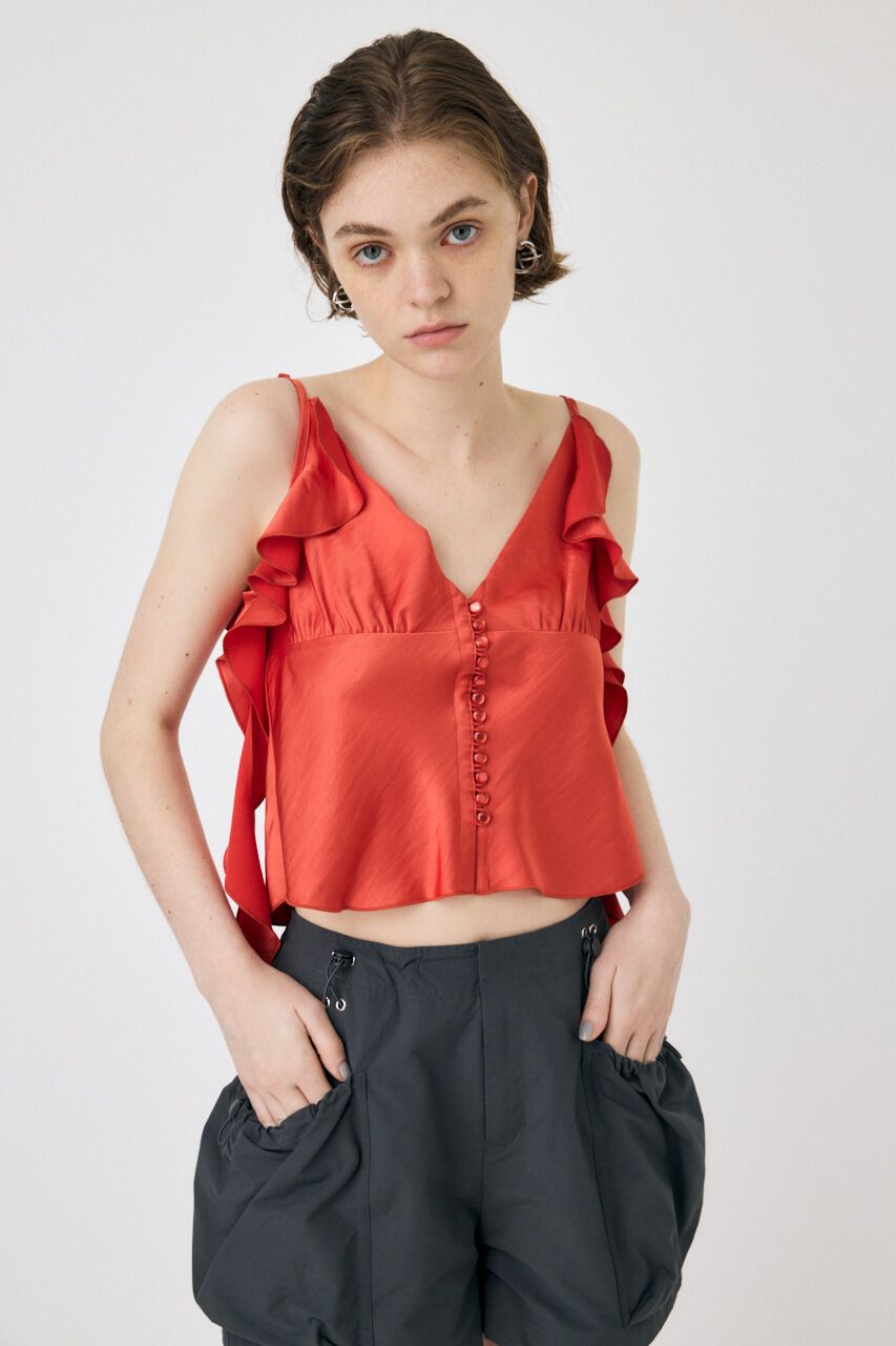 MOUSSY「FRILL STRAP SATIN キャミ」|キャミソール|