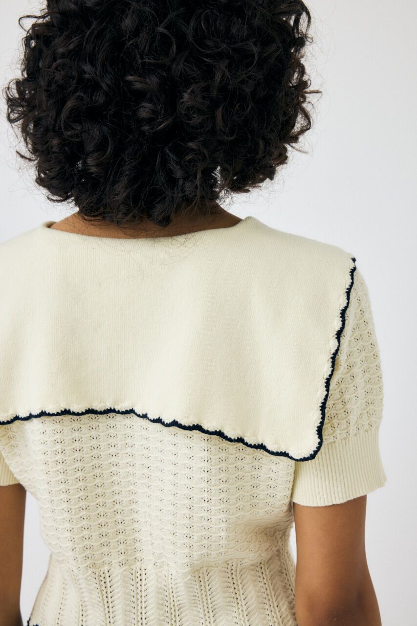 MOUSSY「KNIT LACEWORK COLLAR カーディガン」|ニット・セーター|