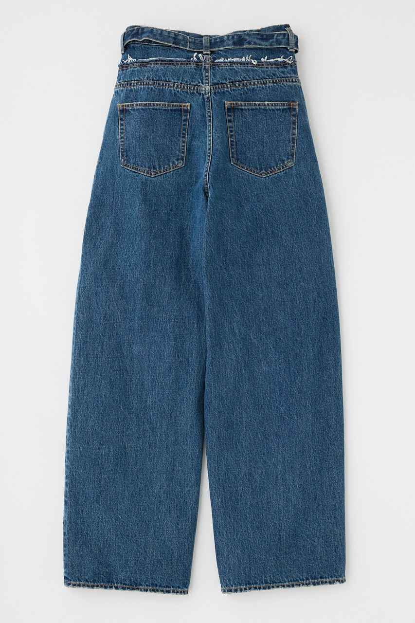 MOUSSY「FOLD WAIST WIDE STRAIGHT」|デニム|