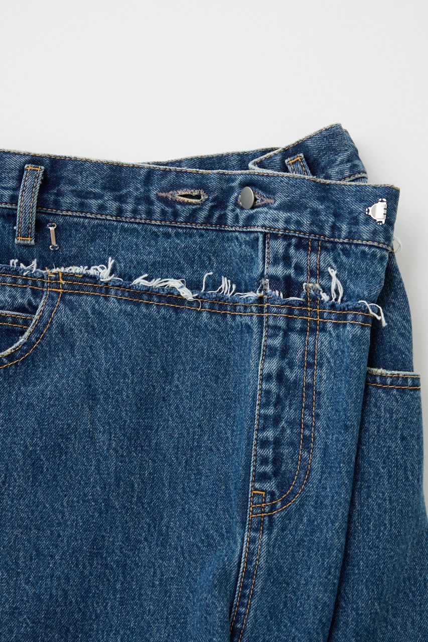 MOUSSY「FOLD WAIST WIDE STRAIGHT」|デニム|