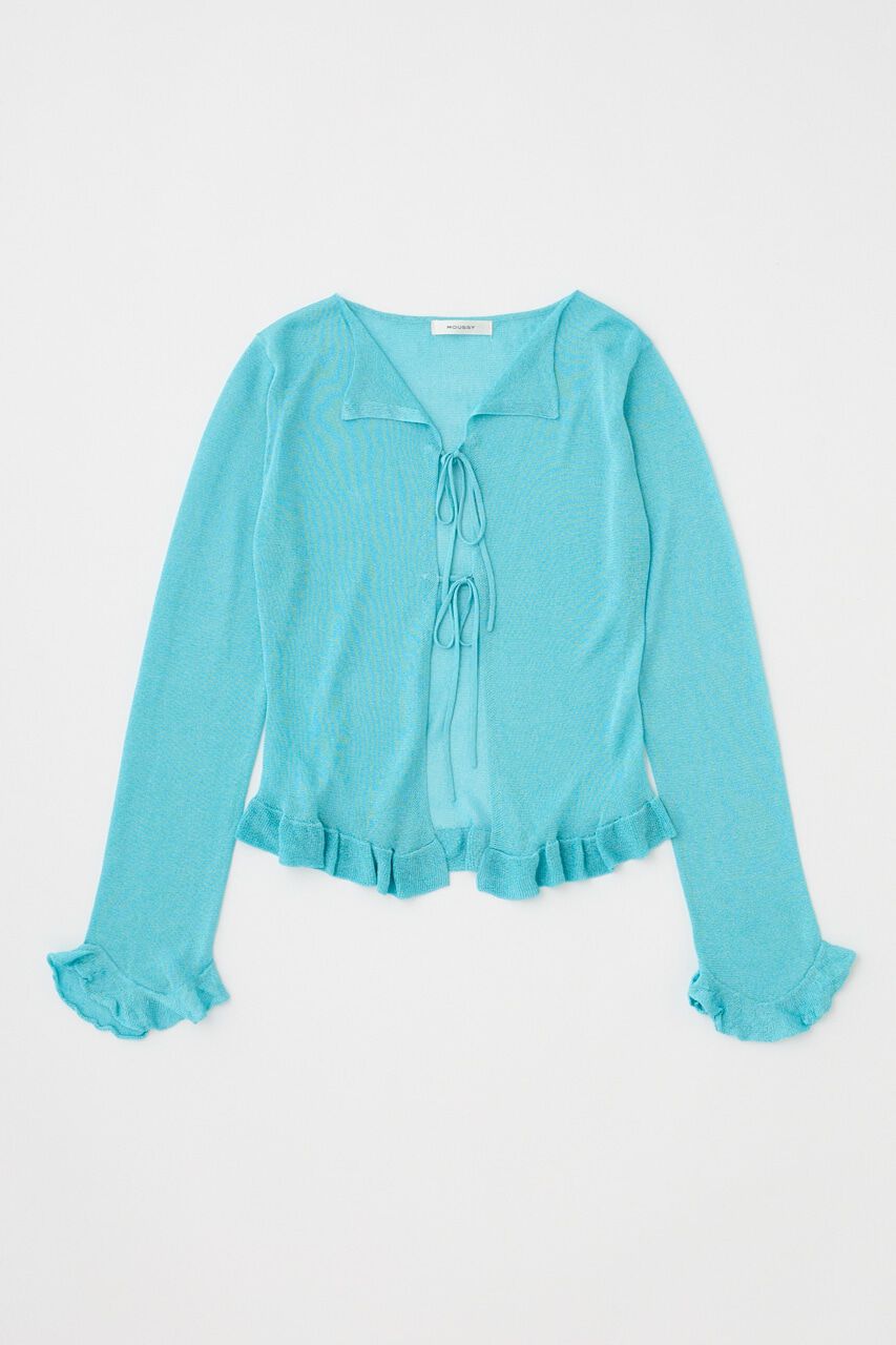 MOUSSY「OPEN NECK SHEER カーディガン」|カーディガン|L/BLU1
