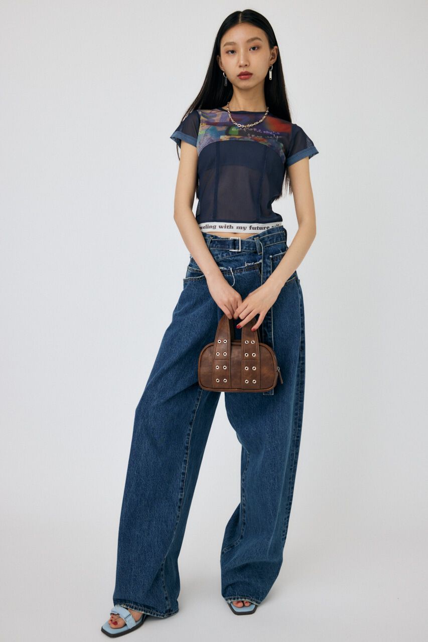 MOUSSY「SHEER SWITCHING プリントTシャツ」|Tシャツ・カットソー|