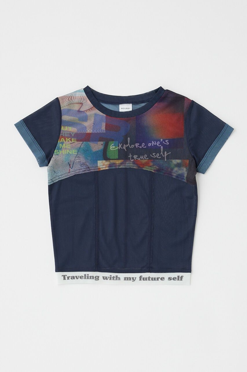 MOUSSY「SHEER SWITCHING プリントTシャツ」|Tシャツ・カットソー|