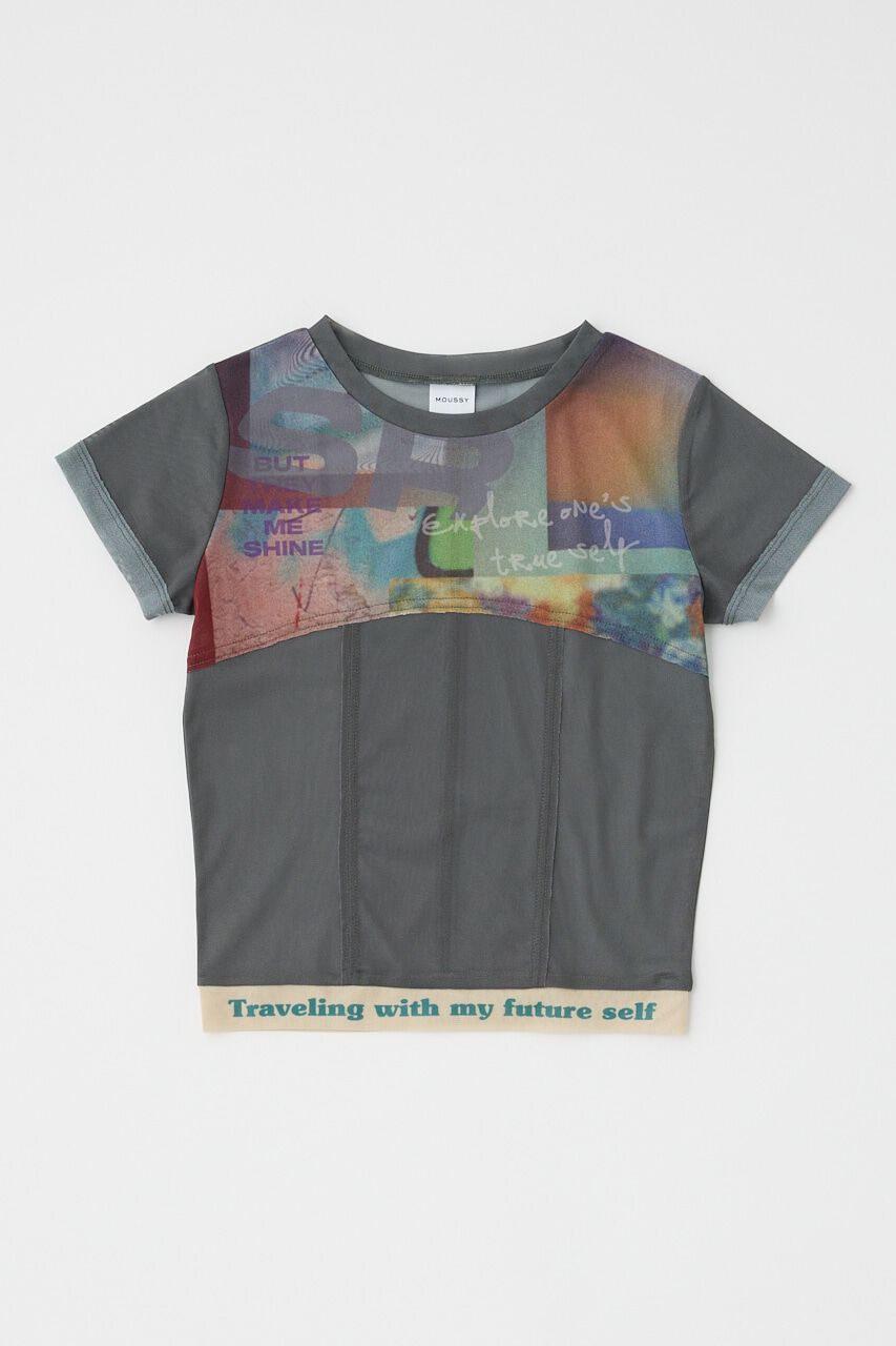 MOUSSY「SHEER SWITCHING プリントTシャツ」|Tシャツ・カットソー|
