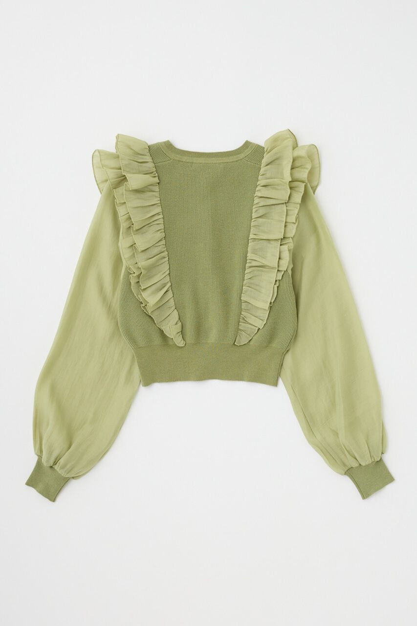 MOUSSY「WOVEN FRILLS カーディガン」|ニット・セーター|