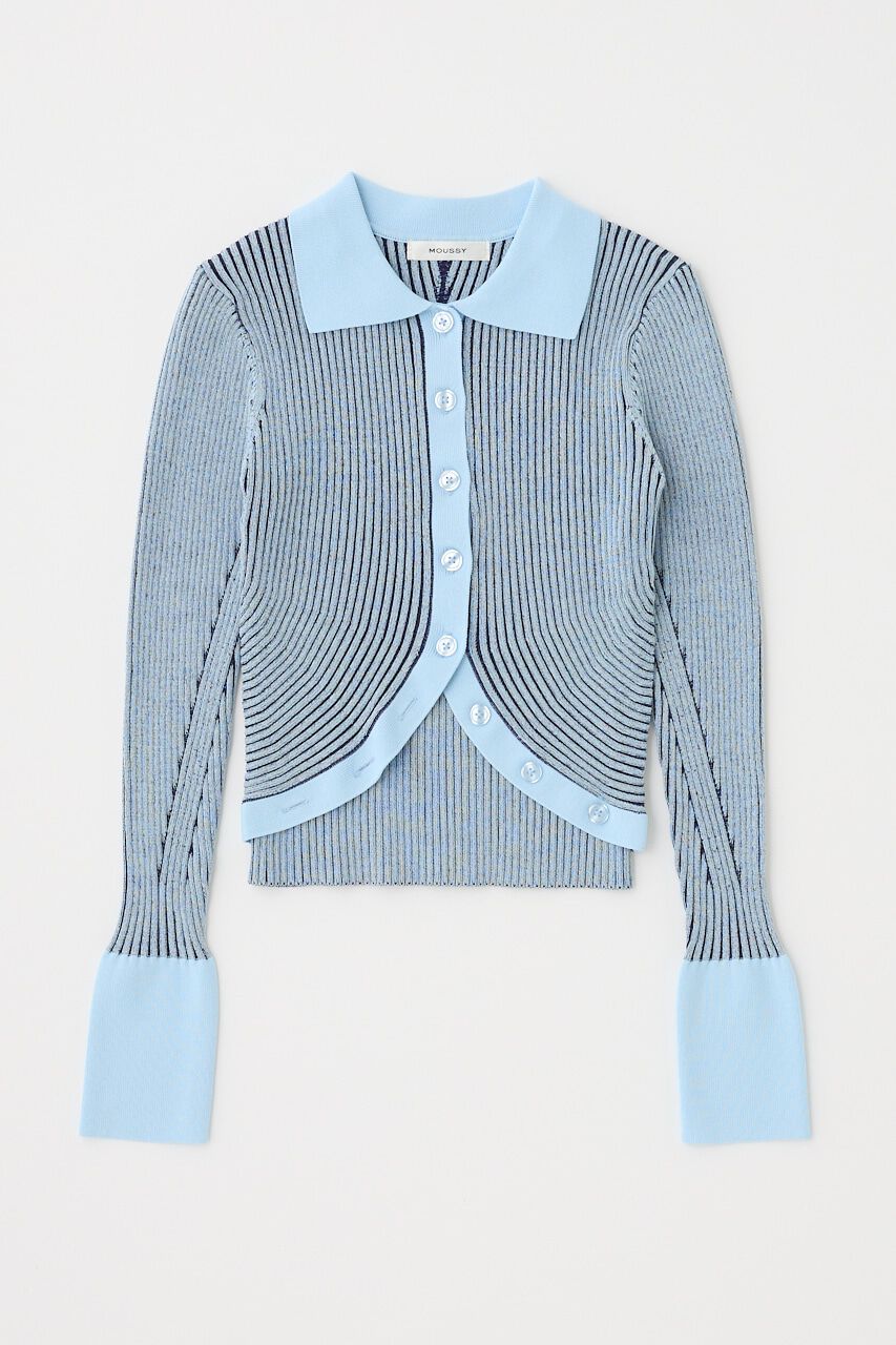 MOUSSY「RIB KNIT カーディガン&キャミ」|ニット・セーター|L/BLU1
