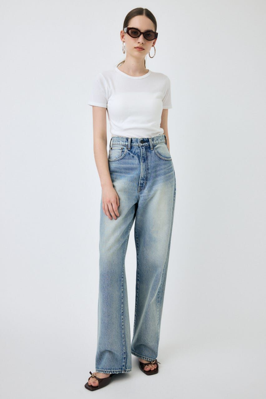 MOUSSY「HW DAMAGE LOOSE STRAIGHT」|デニム|
