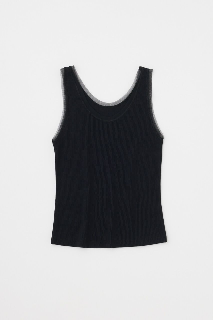 MOUSSY「2WAYﾀﾝｸﾄｯﾌﾟ ｵｰｶﾞﾆｯｸｺｯﾄﾝ&times;ﾘｻｲｸﾙﾎﾟﾘｴｽﾃﾙﾁ」|タンクトップ|BLK