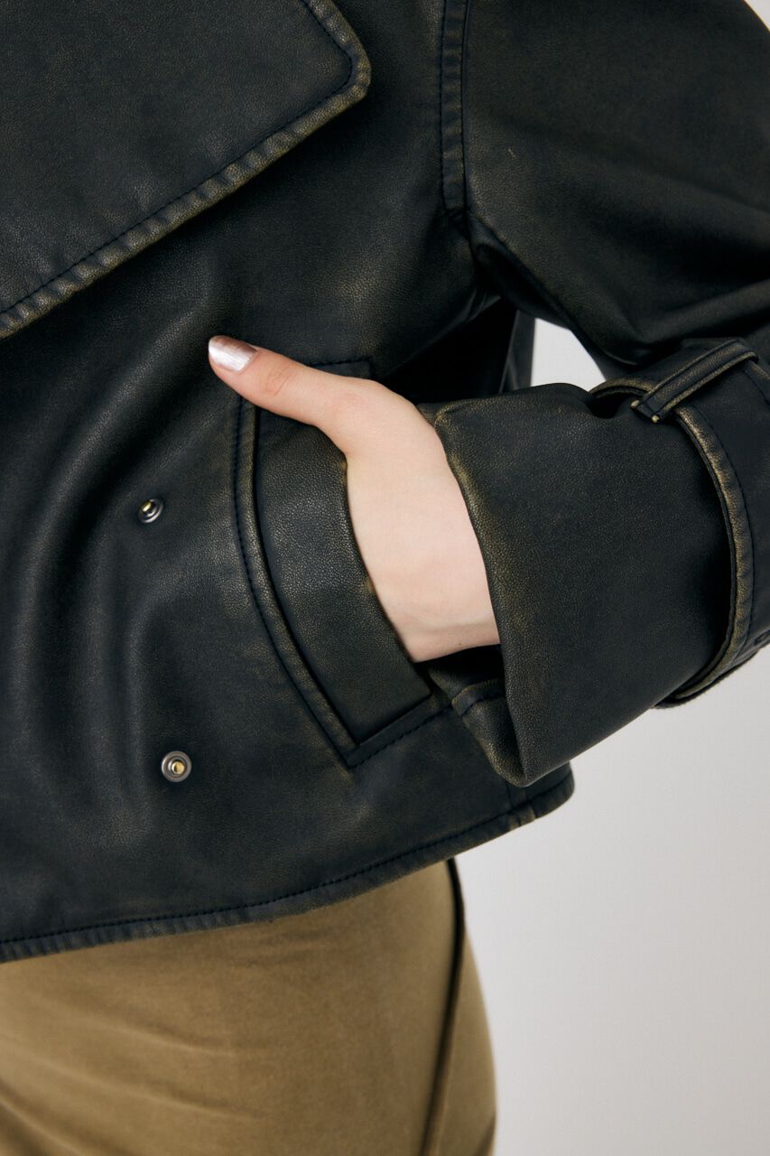 MOUSSY「F/LEATHER SHORT トレンチジャケット」|その他|