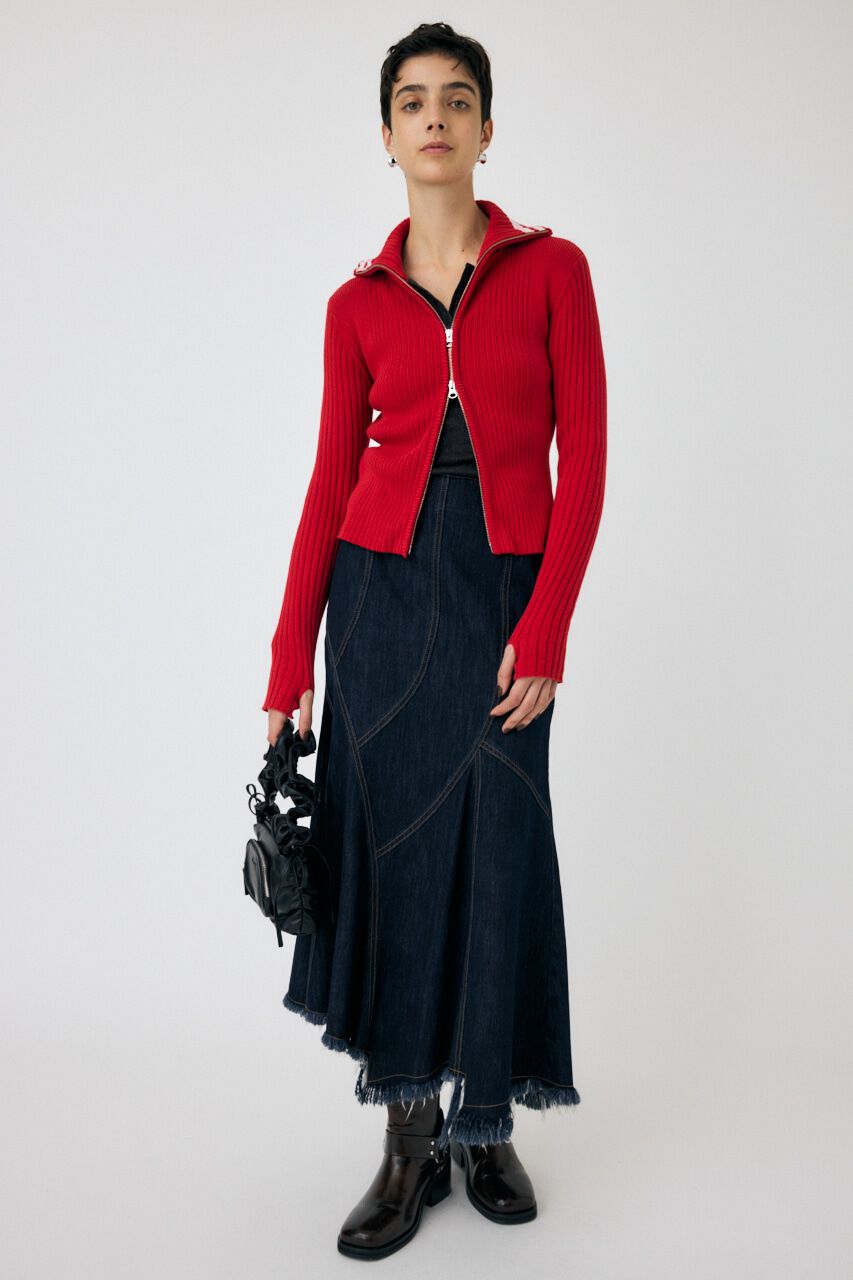 MOUSSY「ZIP UP INSIDE LINE ニット」|ニット・セーター|